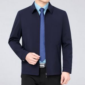 Middle-age Business Lapel Jacket Cold-resistant Durable Zipper Casual Jacket  Business Jackets Coat