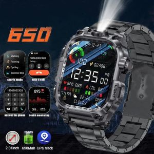 For Xiaomi Smart Watch Men 650mAh Battery Flashlight Watches 2.01 Screen Bluetooth Call Waterproof Military Sports Smartwatch New