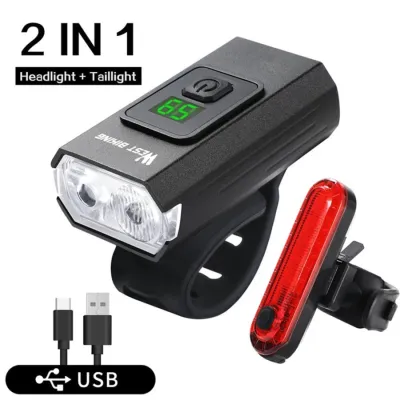 West Biking Paket Lampu Sepeda Belakang Depan 350LM USB Type C YP0701384