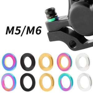 FUJIN โลหะผสมไททาเนียม แหวนเบรกแบนจักรยาน กระบวนการอโนไดซ์ M5/M6 ปะเก็นสลักเกลียวจักรยาน ชิ้นส่วนจักรยานจักรยาน สากลสากลสากล แผ่นรองจักรยาน เบรคจักรยานจักรยาน