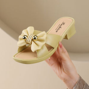 [Free Shipping] Sweet Chunky Heel Sandals For Women 2026 New Summer Style Outdoor Wear Bowknot Versatile Fashionable Trendy Sandals