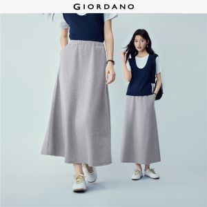 Giordano Women Elastic waist maxi skirt Free Shipping 18466003