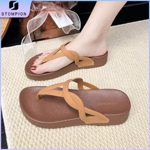 STOMPION Korean Sandals For Women Thick Soled Flip Flop For Women Causal Beach Slippers For Women Footwear