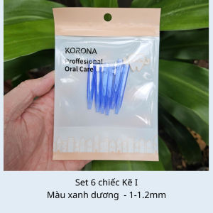 Bàn chải kẽ răng Korona (Gói 6 chiếc) dạng L dạng I nhiều size chải kẽ cho răng niềng răng sứ