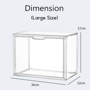 Full Acrylic Clear Grey Big Display Box Bag Cosmetic Popmart Figurine Storage CaseOrganizer Magnetic Cover
