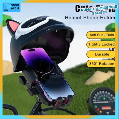 Holder Hp Motor + Topi Helm Motif Lucu Dudukan Handphone Spion Motor Besi Phone Holder