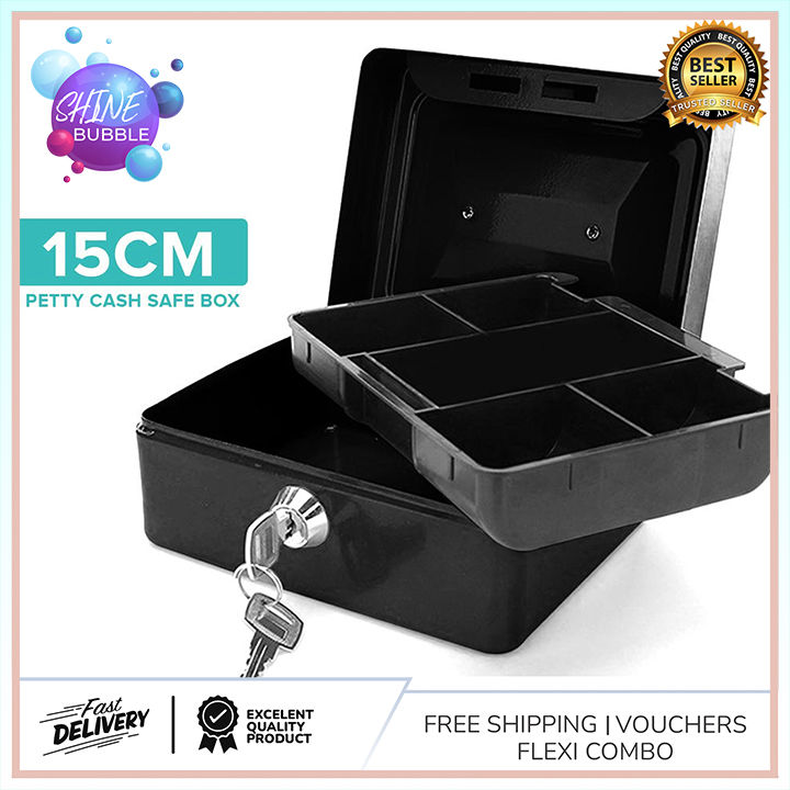 15CM Portable Steel Small Safety Box Lockable Cash Coin Money