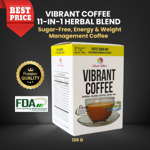 Vibrant Coffee 11-in-1 Herbal Blend – Sugar-Free Energy & Weight Management Coffee | Garcinia + Collagen + Green Tea + L-Carnitine