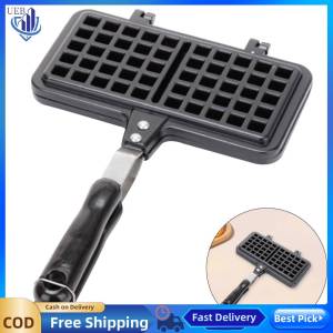 [Ueb Wholesale Center]Rectangle Camping Waffle Maker Pan Non-Stick Belgian Waffle Maker Cast Aluminum Waffle for Family Breakfast Baking