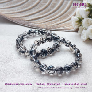 HOJB ​​​​​​​High Grade Brazilian Black Rutilated Quartz 6A Bracelet 10.5-12mm
