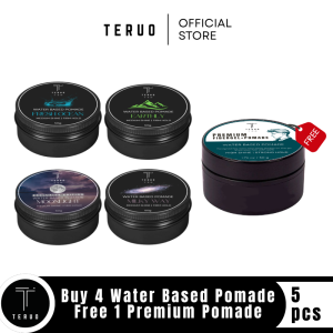 Teruo Buy 4 Water-Based Pomade Get 1 FREE Fibergel Premium Pomade Firm Hold & Medium Shine Finish Long-Lasting Styling Formula for All Hair Types Smooth Application Easy Wash and Superior Control