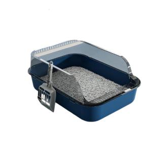 Semiclosed Cats Litter Pan Thick Antipill Wall Large Space Litter Box For Multiple Cats Odor Blocking Simple Cleaning