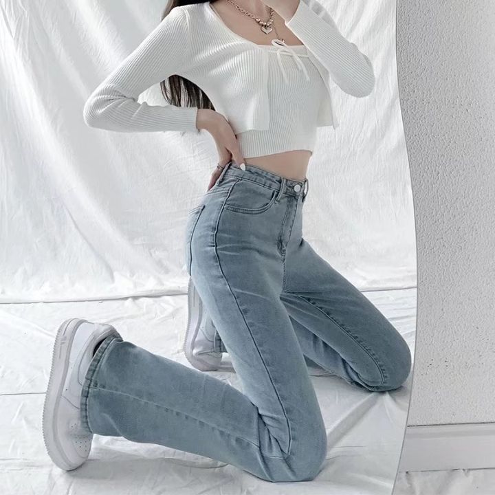 y2k Jeans for girls women Korean fashion retro high waist slim wide leg  boot cut pant