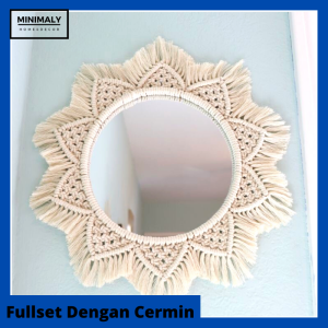 Cermin Macrame Cermin Bulat Macrame (diameter 40 cm) cermin dinding aesthetic cermin aesthetic