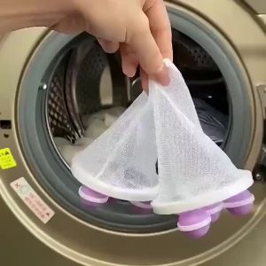 Phao túi lọc bỏ cặn bẩn máy giặt 4 númPhao Lọc Cặn Máy Giặt 4 Phao Tròn Túi Lọc Lốc Xoáy Phukienprocare
