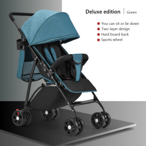 The baby stroller can sit and lie down is easy to fold and is shockproof. The baby stroller