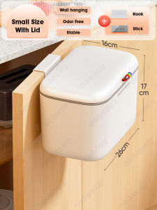 ODOROKU Kitchen Hanging Rubbish Bin with Lid 2 Ways Opening Waste Bin Self Adhesive Wall Mounted Dustbin Trash Bins Garbage Recycling Bin Large Capacity Garbage Basket Removable Inner Bin with Handle Under Sink Bathroom Trash Can with Lid Food Waste Bin