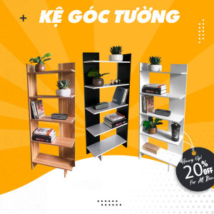 Kệ góc tường xinh xắn phong cách và màu sắc hiện đại chất gỗ MDF lõi đặc tốt 2023 dễ dàng lắp ráp