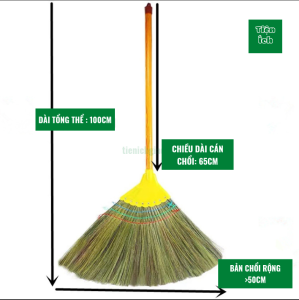 Chổi Chít Quét Nhà Sạch Phấn Không Bụi Làm Từ Bông Chít Tay Cầm Cán Gỗ Rộng 50cm