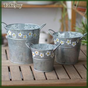 TakeJoy Vintage Iron Flower Pot Desktop Flower Vase Plant Flowerpot Balcony Plant Bucket