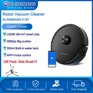 KLINSMANN K187 robot vacuum cleaner/Vacuum And Mopping/Lidar Navigation+AI/2800 PA Suction Power/APP control/350ml Electronic water tank/2-Years Warranty/Smarter upgrade/Anticollision