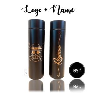 [ Logo + Your Name ] One Piece Led thermos flask Personalized Customize hadiah Birthday gift animate bottle