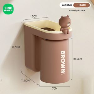 LINE FRIENDS Toothbrush Holder Wall-mounted Bathroom Storage Rack Organizer LFB251