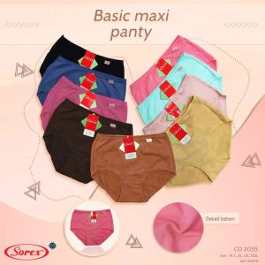 Celana Dalam Wanita 12Pcs Sorex 2055 Model Maxi Bahan Katun Size M - EQL