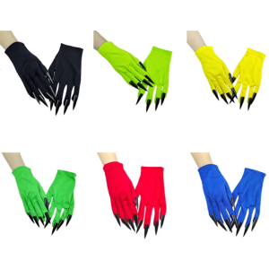 Spooky Long Fingernail Gloves for Halloween Party and RolePlay Game Comfortable Short Cuffs Gloves for Formal Occasion