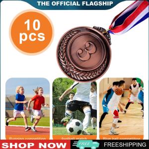 [CHAMAIR STORE]10Pcs Silver Award Medals Zinc Alloy Bronze Award Medals with Neck Ribbon Winner Medals 2 Inch for Kids Childrens Events