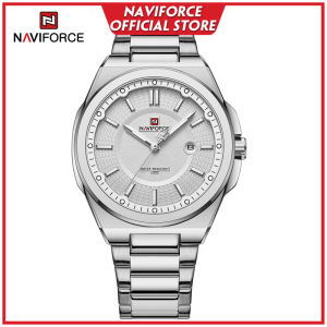 NAVIFORCE Men Casual Watches Original Silver Stainless Steel Band Waterproof Gifts Male navyforce Wriswatch NF9212