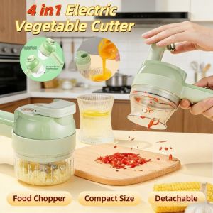 4 In 1 Handheld Electric Vegetable Cutter Set Food Chopper Kitchen Accessories Easy Storage Slicer