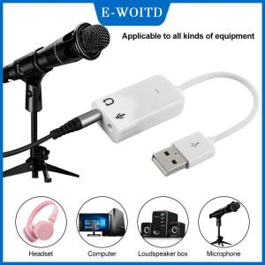 【E-WOITD】 USB 2.0แจ็คเสียงการ์ด USB ภายนอก3D ชุดหูฟังเสียงไมโครโฟนหูฟังช่อง7.1อะแดปเตอร์5HV2สำหรับแล็ปท็อป