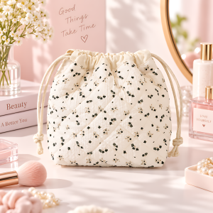 Large Capacity Portable Cosmetic Storage Pouch with Drawstring Closure RH2574
