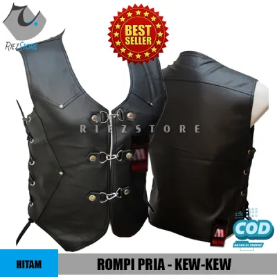 Rompi Semi Kulit Sintetis Moto Touring Hitam / Vest Jacket Man PU-Leather Synthetic Viena Biker Touring Racing Unisex Furing Busa Hitam Tebal Windproof Anti Angin