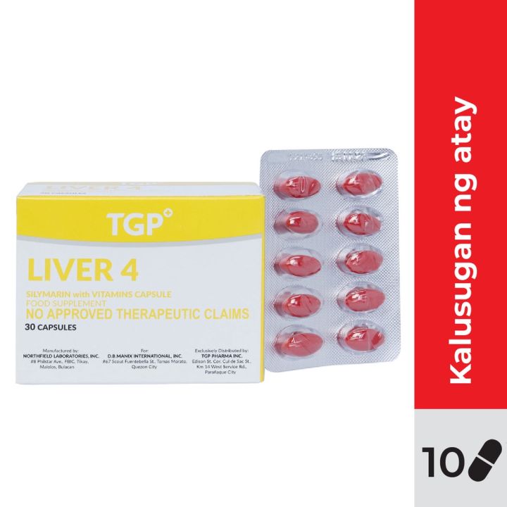 TGP Liver 4 Silymarin + Vitamins 125mg Softgel Capsule 10 Pcs/pack For ...