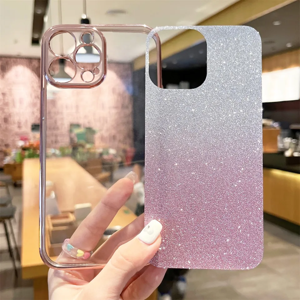 Casing Luxury Plating Phone Case For iPhone Plus Case iPhone  Plus Glitter Clear Soft Cover With Glitter Flake