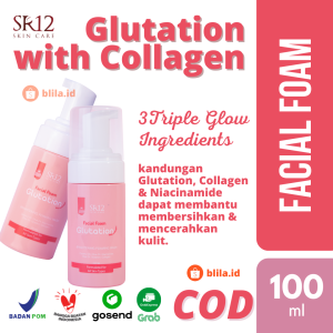 SR12 Facial Foam Glutation dengan Collagen 100ml Melembabkan Kulit Wajah BPOM