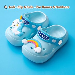 #COD Kids Anti Slip Cartoon Sandals with Cute 3D Cartoon Applique Soft & Breathable EVA Beach Hole Slippers for Children