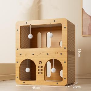 READY STOCK Double Storey Cat House Kucing Rumah Corrugate Paper Bed Cat Nest Durable Cat Scratcher Kitten House Environmentally friendly and recyclable猫屋
