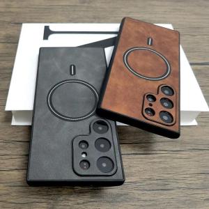 Suitable for Samsung S23ultra Lambskin Pattern Magnetic Phone Case S22PLlus All-inclusive S24ultra Protective Case S21fe Note20
