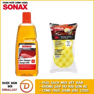 Xà bông rửa xe đậm đặc 1:200 siêu sạch bóng Sonax 314300 1lit - bảo vệ sơn xe làm sạch nhanh toàn diện an toàn cho da tay - Dmall247