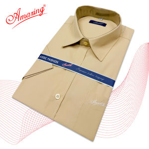 Áo sơ mi nam trung tuổi tay ngắn size đại tới 110kg form rộng phong cách công sở thương hiệu Amazing