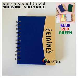Ink And Style PH - Personalized Notebook Sticky Notes and Pen - FREE NAME - blue red and green