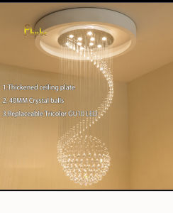 Phube Lighting Modern LED Double Spiral Crystal Chandelier Lighting for Foyer Stair Staircase Bedroom Hotel HallCeiling Hanging Suspension Lamp