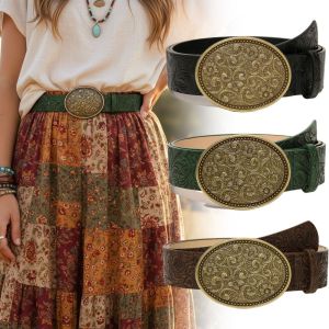 VIVAZ Retro Western Cowboy Belt Vintage PU Leather Waistband Trendy Y2K Jeans Pants Belt For Man Women