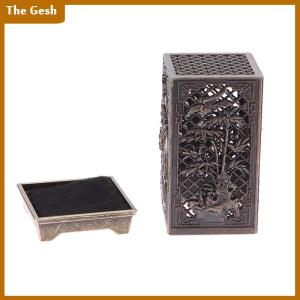 [The Gesh] Alloy Censer Incense Holder Square Cylinder Vertical Incense Indoor Aromatherapy Home Ornament Chinese Inense s