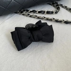 2pcs Black Bow Head Grab Clip Women Girl Hair Side Clip Forehead Bang Princess Small Hair Claw Clamp Hair Clip Styling Headdress