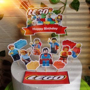 Topper Cake Lego Custom Nama untuk Hiasan Kue Ulang Tahun / Ultah Anak Karakter (Toper)