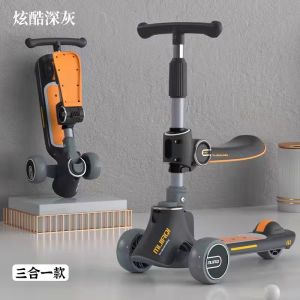 BabeGo Childrens 3 in 1 multi-func scooters 3-8 years old foldable balance scooter flash wheel scooter